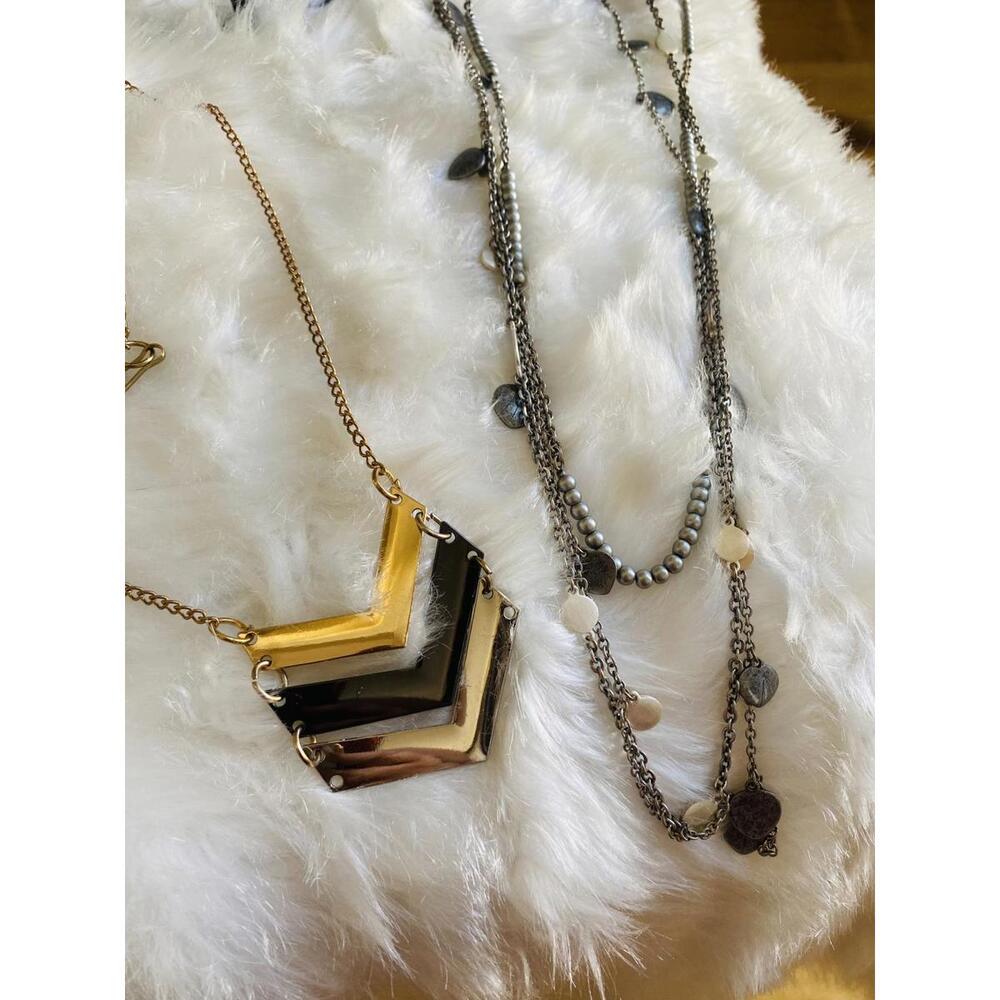 Bundle of Two Women's Necklaces with Mixed Metal Tones